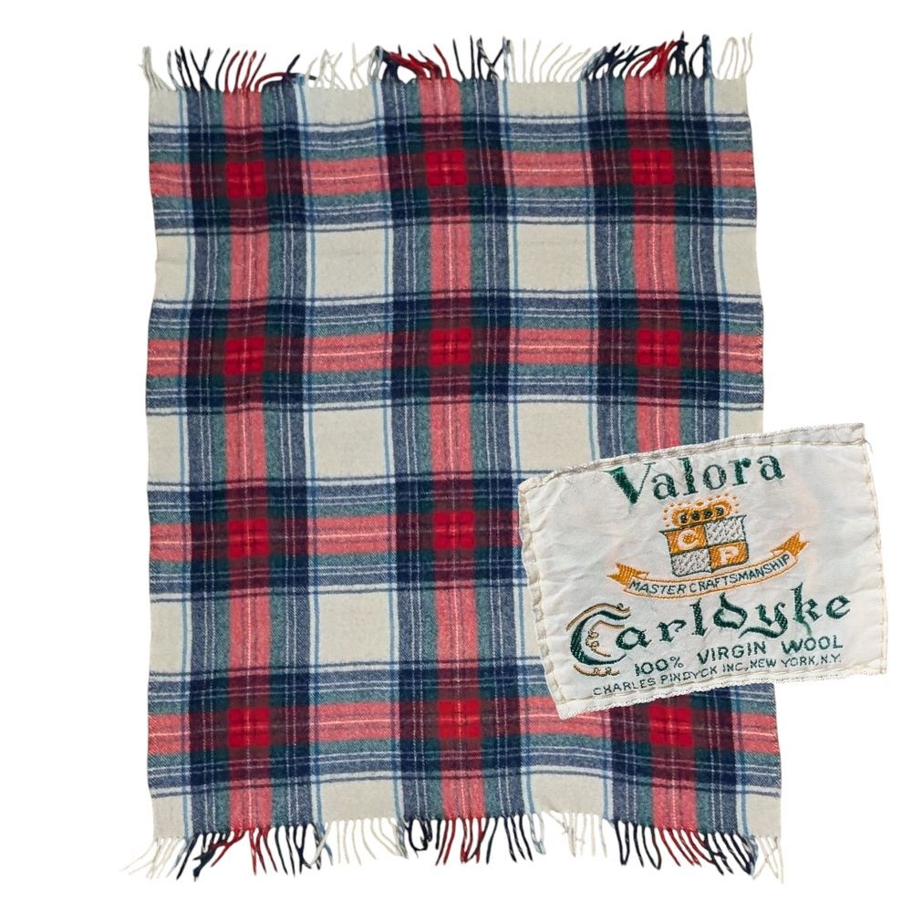 Carldyke Valora 100% virgin wool blanket Douglas tartan pattern plaid fringe